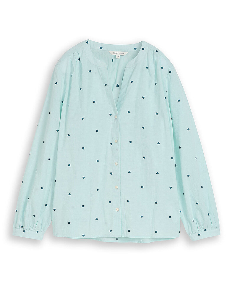 Tom Tailor Chemisier à Manches Longues 1049804 Blue Haze Heart Design 40 Femme